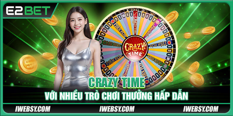 Crazy Time với nhiều trò chơi thưởng hấp dẫn